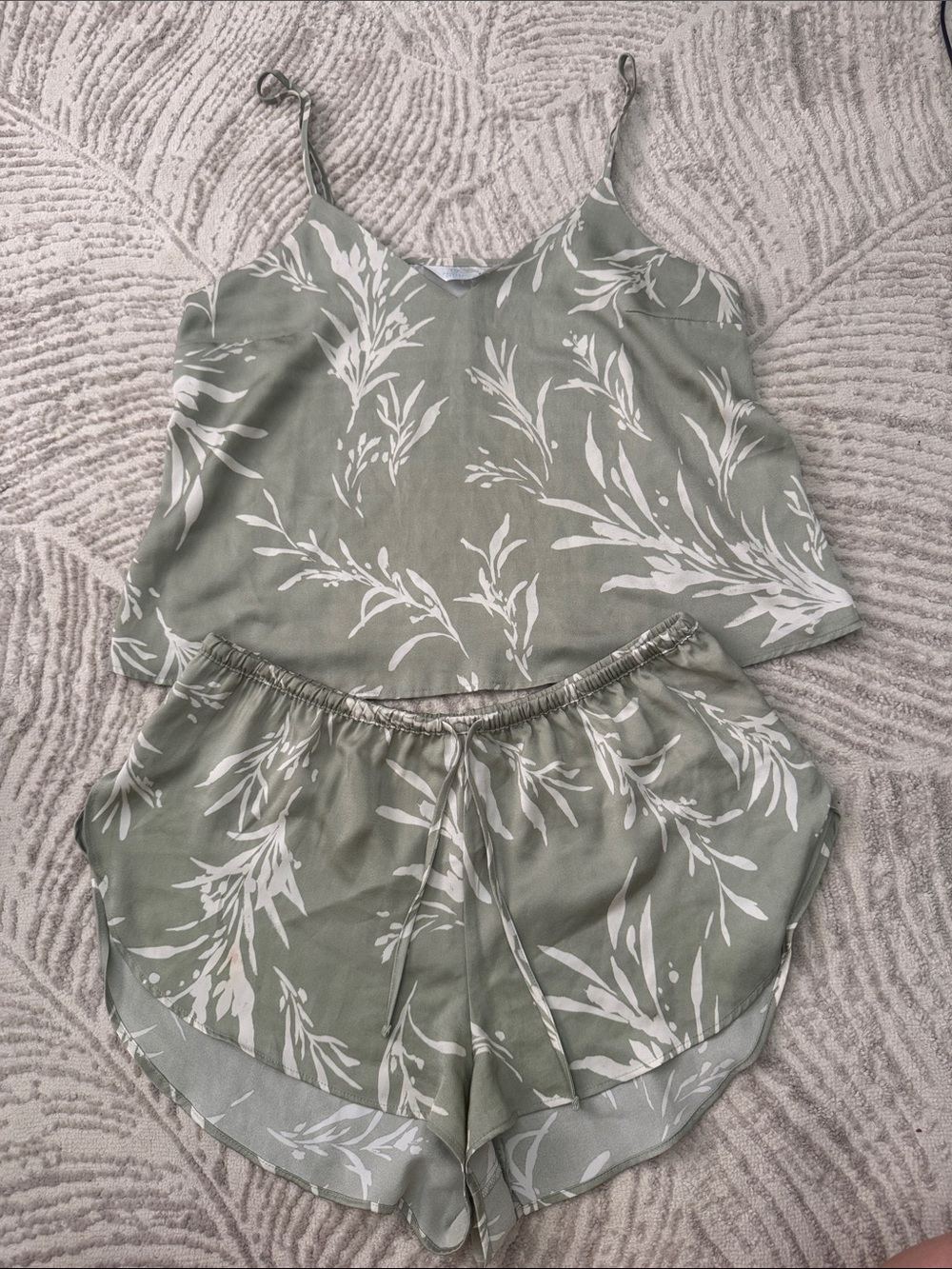 Primark Green and White Floral Cami Pajama Set